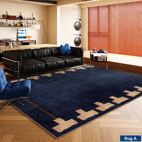 Mid Century Area Rugs, Contemporary Modern Living Room Rug Ideas, Blue Modern Rugs for Dining Room, Bedroom Modern Floor Carpet-Paintingforhome