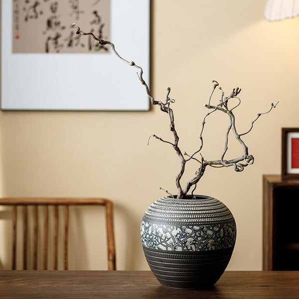 Large Pottery Flower Vases Urn, Centerpiece on Dining Table, Flower Vase on Table, Handmade Water Holding Flower Vases, Modern Bouquet Vases-Paintingforhome