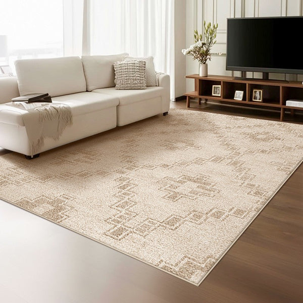 Contemporary Abstract Rugs under Dining Room Table, Modern Geometric Carpets for Bedroom, Modern Living Room Rug Placement Ideas-Paintingforhome