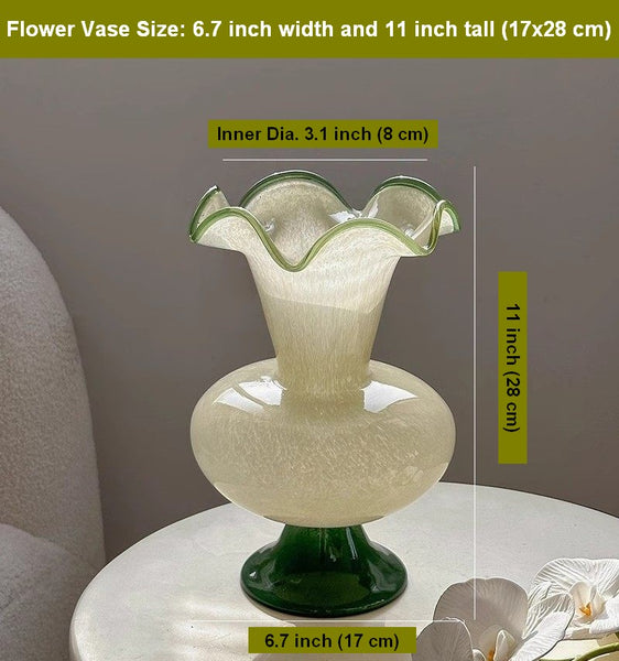 Bouquet Flower Vase, Vintage Glass Flower Vases, Water Holding Flower Vases, Glass Bud Vases, Handmade Flower Vases on Table-Paintingforhome