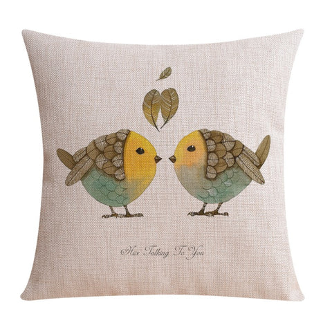 Decorative Sofa Pillows for Dining Room, Simple Decorative Pillow Covers, Love Birds Throw Pillows for Couch, Singing Birds Decorative Throw Pillows-Paintingforhome