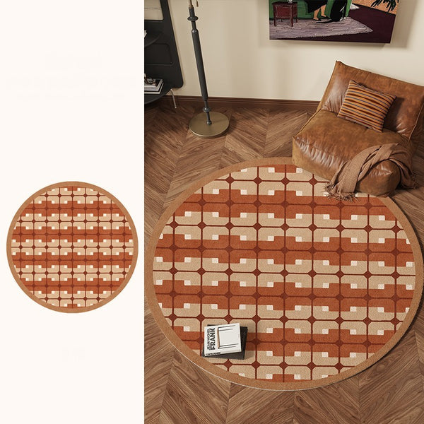 Abstract Contemporary Round Rugs, Modern Rugs under Coffee Table, Modern Rugs for Dining Room, Geometric Modern Rugs for Bedroom-Paintingforhome