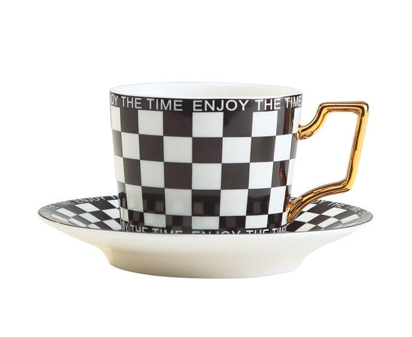 Creative Ceramic Coffee Cups for Office, Beautiful British Tea Cups, Creative Porcelain Tea Cup Saucer Set, 6.8 oz Tea Cup and Saucer in Gift Box as Birthday Gift-Paintingforhome