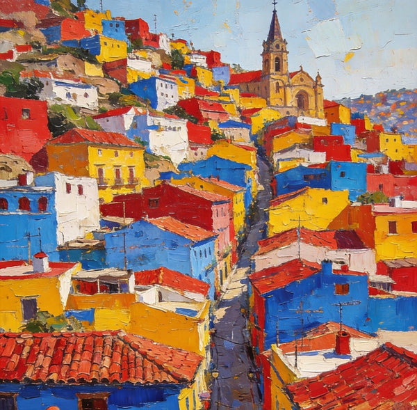 Original Landscape Art, Guanajuato's Luminous Landscape, Small Oil Paintings, Hand Painted Canvas Art, Buy Paintings Online, Landscape Paintings-Paintingforhome