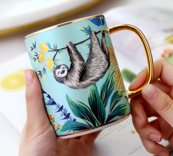 Ceramic Mugs for Office, Large Capacity Jungle Animal Porcelain Mugs, Creative Porcelain Cups, Unique Ceramic Mugs in Gift Box-Paintingforhome