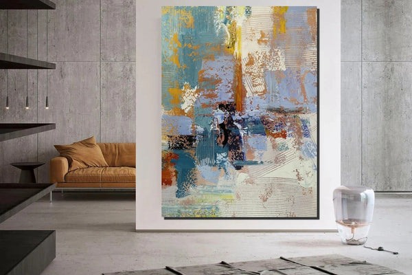 Acrylic Abstract Painting Behind Sofa, Acrylic Painting for Sale, Large Painting on Canvas, Living Room Wall Art Paintings, Buy Paintings Online-Paintingforhome