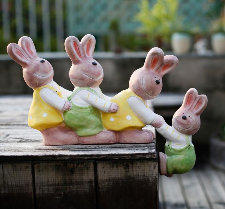 Lovely Rabbits Statues, Cute Rabbits in the Garden, Animal Resin Statu ...