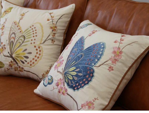 Butterfly Cotton and linen Pillow Cover, Decorative Throw Pillows for Living Room, Decorative Sofa Pillows-Paintingforhome