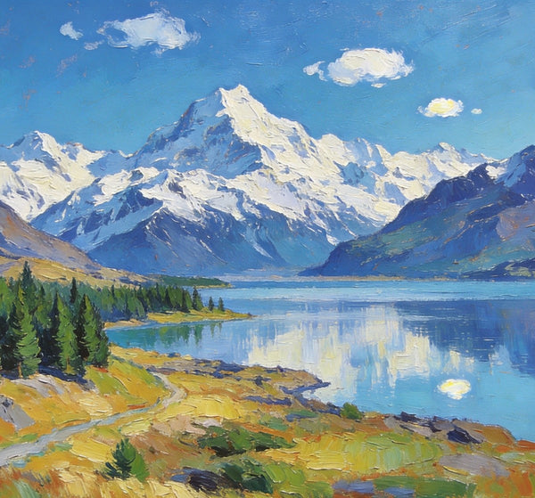 South Island Lakes of New Zealand, Hand Painted Canvas Art, Original Oil Paintings, Small Landscape Paintings, Hand Painted Canvas Art, Buy Original Paintings Online