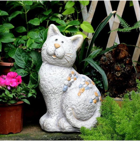 Large Lovely Cat Statue for Garden Courtyard Ornament, Animal Statue, Villa Outdoor Decor Gardening Ideas-Paintingforhome