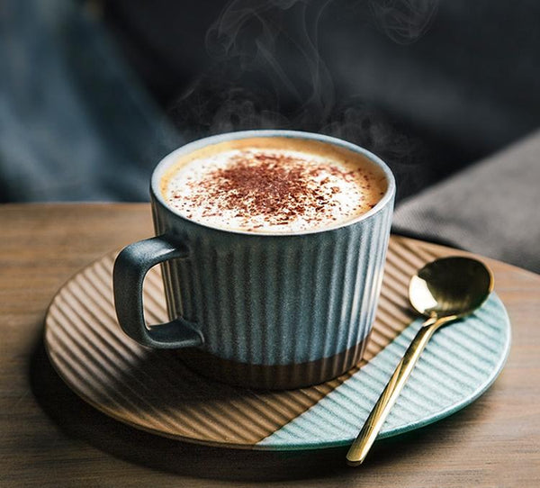 Coffee Cup and Saucer Set, Pottery Coffee Cups, Cappuccino Coffee Mug, Ceramic Coffee Cups, Coffee Cup for Sale, Tea Cup, White / Green / Blue / Yellow-Paintingforhome