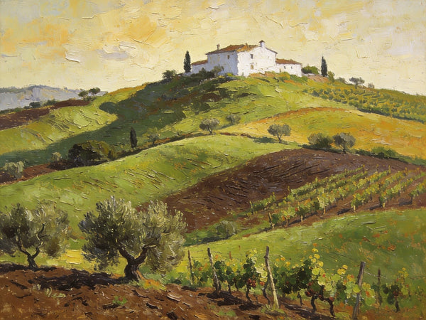 Original Landscape Paintings, Tuscan Hillside Charm, Canvas Wall Art Paintings, Hand Painted Canvas Art, Original Oil Paintings, Buy Canvas Paintings Online-Paintingforhome