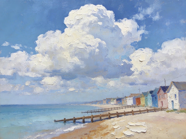 Small Landscape Paintings on Canvas, Coastal Village Captivating View, Seashore Paintings, Landscape Canvas Paintings, Original Oil Paintings, Hand Painted Canvas Art, Heavy Texture Oil Paintings-Paintingforhome