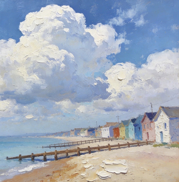 Small Landscape Paintings on Canvas, Coastal Village Captivating View, Seashore Paintings, Landscape Canvas Paintings, Original Oil Paintings, Hand Painted Canvas Art, Heavy Texture Oil Paintings-Paintingforhome