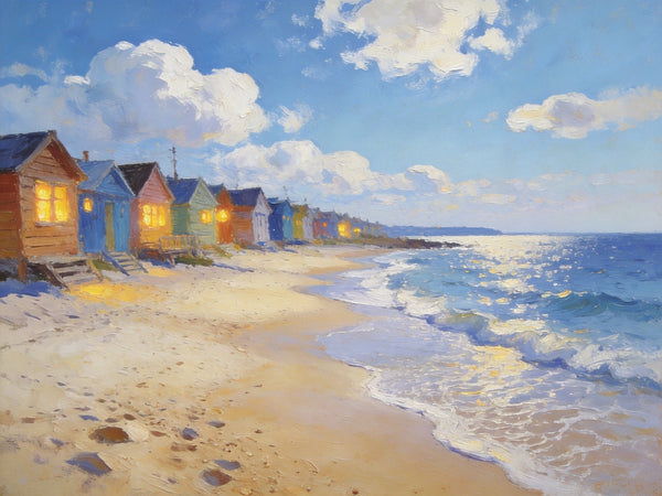 Beachside Getaway, Landscape Canvas Paintings, Hand Painted Canvas Art, Small Landscape Paintings on Canvas, Heavy Texture Oil Paintings, Original Oil Paintings-Paintingforhome