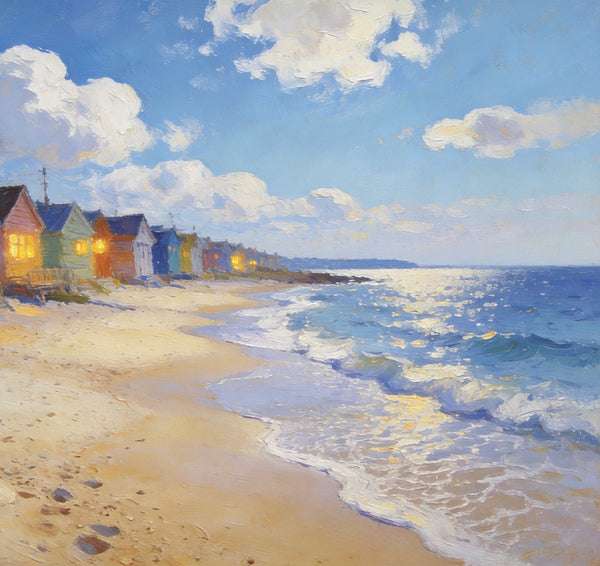 Beachside Getaway, Landscape Canvas Paintings, Hand Painted Canvas Art, Small Landscape Paintings on Canvas, Heavy Texture Oil Paintings, Original Oil Paintings-Paintingforhome