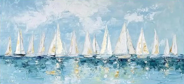 Large Wall Art Ideas for Living Room, Paintings for Living Room, Acrylic Painting on Canvas, Modern Paintings for Bedroom, Sail Boat Painting, Original Canvas Art-Paintingforhome