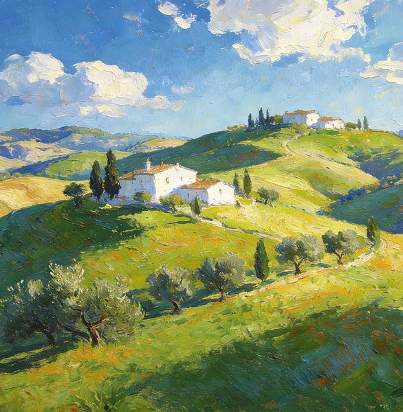 The Rolling Hills of Tuscany, Canvas Wall Art Paintings, Hand Painted Canvas Art, Original Landscape Paintings, Original Oil Paintings, Buy Canvas Paintings Online-Paintingforhome