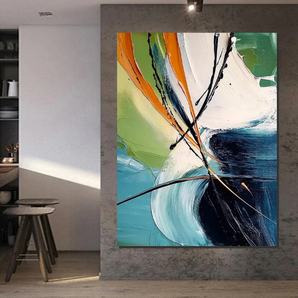 Dining Room Canvas Painting, Contemporary Modern Artwork, Large Canvas Painting for Office, Simple Modern Acrylic Paintings-Paintingforhome
