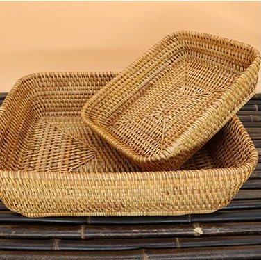 Small Rattan Storage Baskets, Storage Baskets for Shelves, Kitchen Storage Basket, Woven Storage Baskets for Bathroom-Paintingforhome