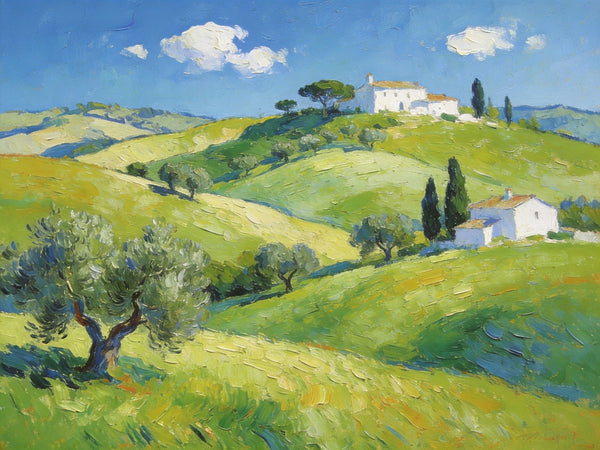 The Hills of Tuscany, Palette Knife Oil Paintings, Small Landscape Paintings, Original Oil Paintings, Landscape Canvas Paintings, Hand Painted Canvas Art-Paintingforhome