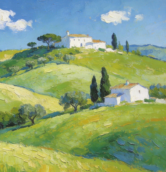The Hills of Tuscany, Palette Knife Oil Paintings, Small Landscape Paintings, Original Oil Paintings, Landscape Canvas Paintings, Hand Painted Canvas Art-Paintingforhome