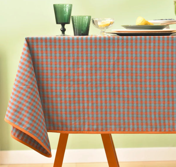 Cotton Chequer Rectangular Tablecloth for Kitchen, Rectangle Table Covers for Dining Room Table, Square Tablecloth for Coffee Table, Farmhouse Table Cloth-Paintingforhome