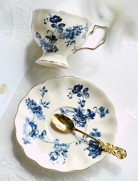Elegant Vintage Ceramic Coffee Cups for Afternoon Tea, Royal Ceramic Cups, French Style China Porcelain Tea Cup Set, Unique Tea Cup and Saucers-Paintingforhome