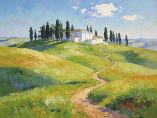 Idyllic Tuscan Countryside, Small Landscape Paintings on Canvas, Original Oil Paintings, Palette Knife Oil Paintings, Original Landscape Paintings, Hand Painted Canvas Artwork-Paintingforhome