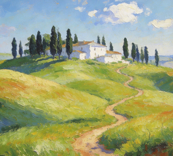 Idyllic Tuscan Countryside, Small Landscape Paintings on Canvas, Original Oil Paintings, Palette Knife Oil Paintings, Original Landscape Paintings, Hand Painted Canvas Artwork-Paintingforhome