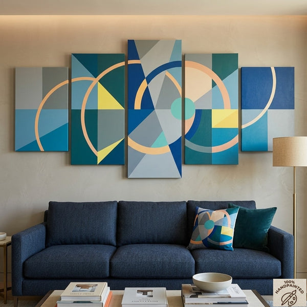 Contemporary Canvas Painting, Geometric Modern Art, Colorful Abstract Paintings, Hand Painted Acrylic Art