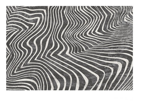 Mid Century Area Rugs for Living Room, Black Stripe Area Rugs under Sofa, Abstract Contemporary Rugs for Bedroom, Modern Carpets for Office, Dining Room Floor Rugs-Paintingforhome