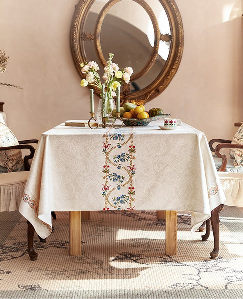Spring Flower Table Covers for Round Table, Large Modern Rectangle Tablecloth for Dining Table, Farmhouse Table Cloth for Oval Table, Square Tablecloth for Kitchen-Paintingforhome