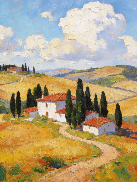 Canvas Paintings for Living Room, Tuscan Hillside Beauty, Small Original Paintings, Hand Painted Canvas Art, Landscape Oil Paintings