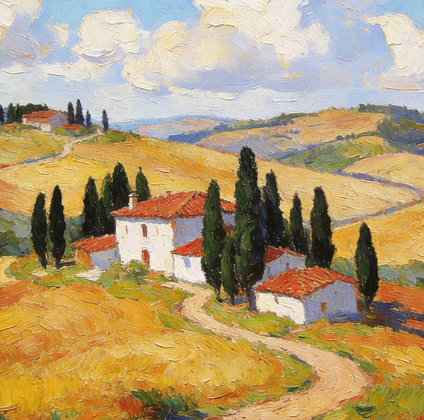 Canvas Paintings for Living Room, Tuscan Hillside Beauty, Small Original Paintings, Hand Painted Canvas Art, Landscape Oil Paintings