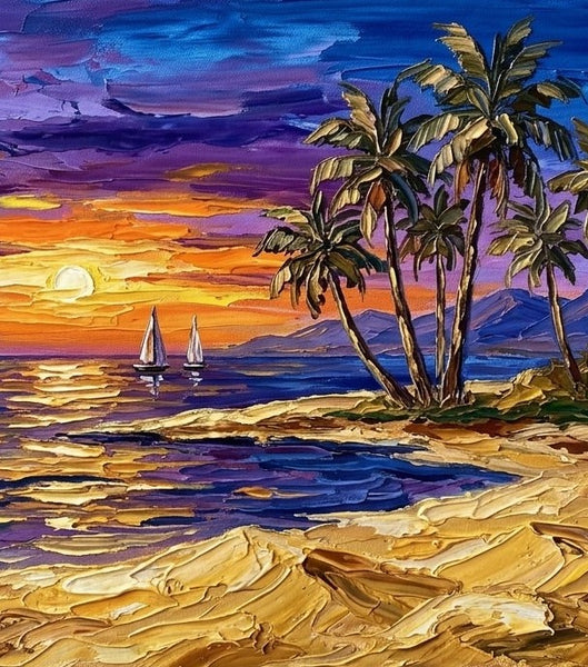 Small Canvas Artwork for Sale, Impasto Sunset Ocean, Seashore Beach Painting, Original Seascape Paintings, Original Oil Paintings