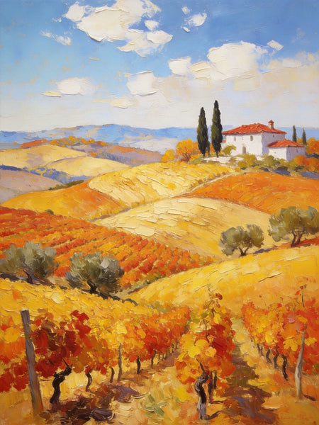 Tranquil Tuscan Land, Landscape Oil Paintings, Small Original Paintings, Canvas Paintings for Bedroom, Hand Painted Canvas Art-Paintingforhome