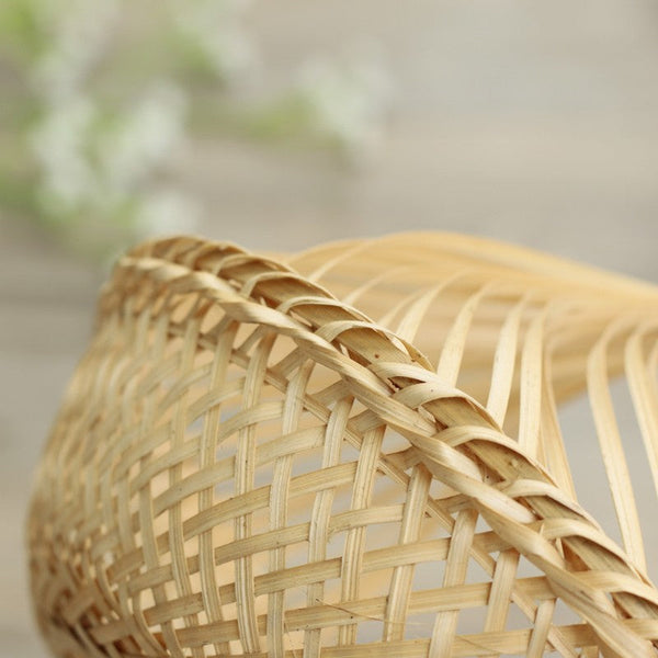 Lovely Cute Picnic Food Basket, Bamboo Basket for Food, Natural Fruit Basket Kitchen Storage Baskets, Natural Hand-woven Bamboo Basket-Paintingforhome