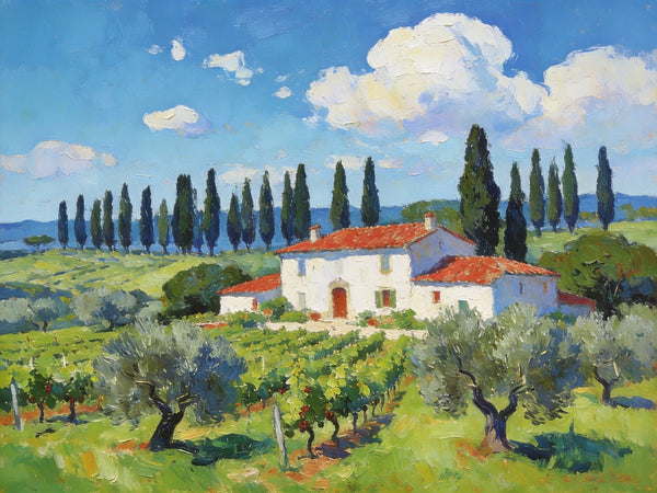 Landscape Canvas Paintings, Tuscan Landscape Delight, Original Landscape Paintings, Buy Paintings Online, Hand Painted Canvas Art-Paintingforhome
