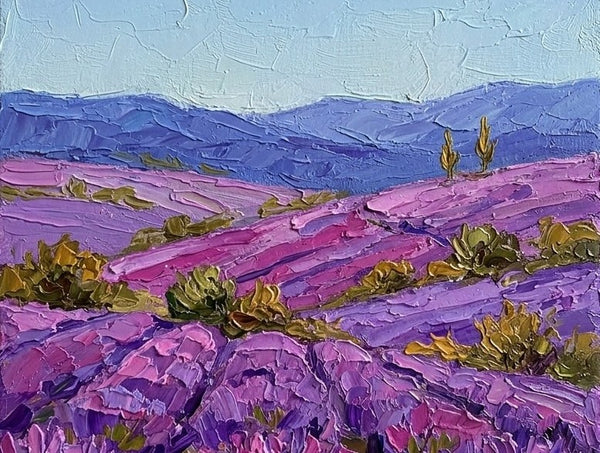 Original Oil Painting for Sale, Breeze Over the Purple Lavender Field, Hand Painted Canvas Art, Heavy Texture Paintings, Original Landscape Painting