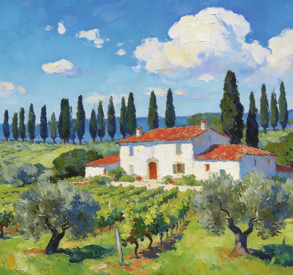 Landscape Canvas Paintings, Tuscan Landscape Delight, Original Landscape Paintings, Buy Paintings Online, Hand Painted Canvas Art-Paintingforhome
