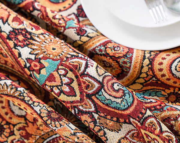 Oriental Rectangular Table Covers for Coffee Table, Large Modern Linen Tablecloths, Bohemian Rectangular Tablecloth for Oval Table-Paintingforhome