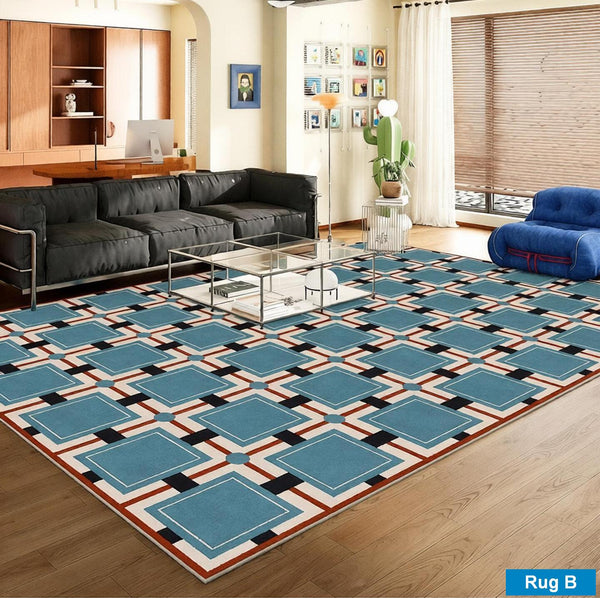 Contemporary Modern Rugs for Dining Room, Bedroom Modern Floor Carpet, Blue Modern Rug Designs, Living Room Rug Ideas, Mid Century Modern Rugs-Paintingforhome