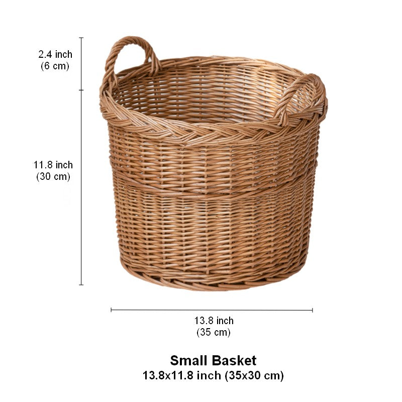 Round Storage Basket for Clothes, Natural Hand-woven Wicker Storage Basket for Clothes, Extra Large Kitchen Storage Baskets, Willow Weaving Baskets for Clothes-Paintingforhome