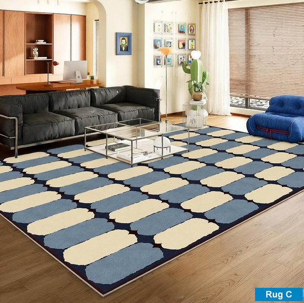 Contemporary Modern Rugs for Dining Room, Bedroom Modern Floor Carpet, Blue Modern Rug Designs, Living Room Rug Ideas, Mid Century Modern Rugs-Paintingforhome