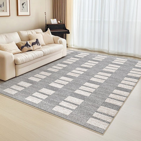 Dining Room Floor Rug, Large Gray Floor Rugs for Living Room, Modern Floor Rugs for Bedroom, Extra Large Geometric Modern Rugs for Office-Paintingforhome