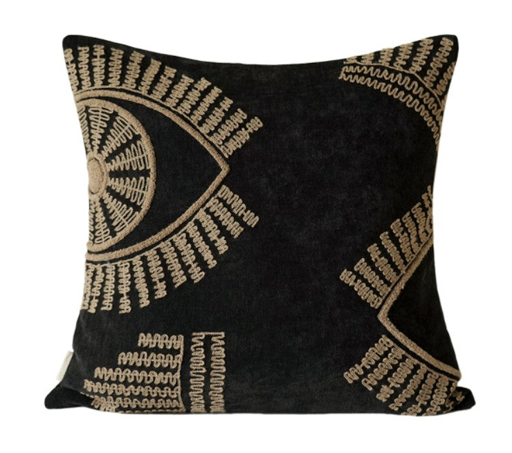 Geometric Modern Sofa Pillows, Large Square Decorative Throw Pillows for Couch, Large Black Decorative Throw Pillows, Black Geometric Sofa Pillows for Interior Design-Paintingforhome