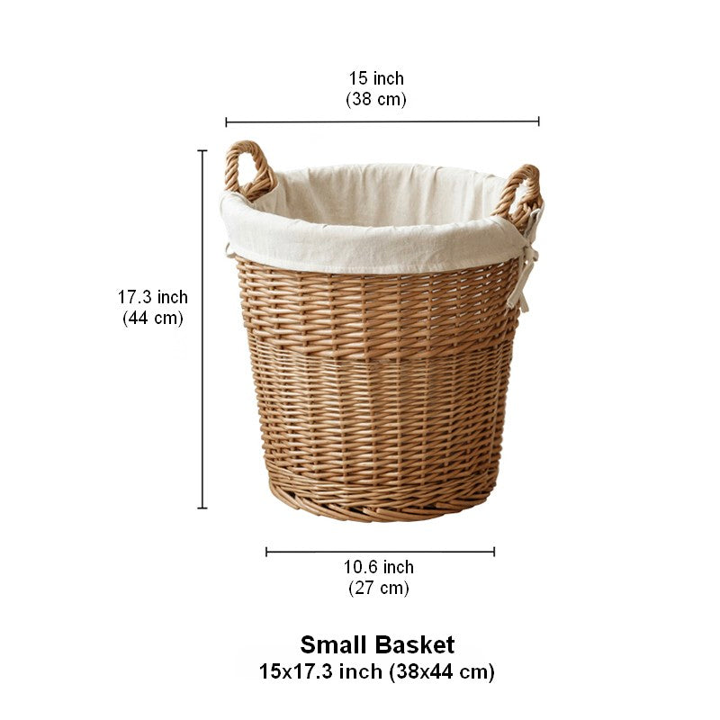 Large Food Storage Basket with Handle, Natural Hand-woven Wicker Storage Basket for Clothes, Willow Weaving Baskets for Clothes, Extra Large Kitchen Storage Baskets-Paintingforhome