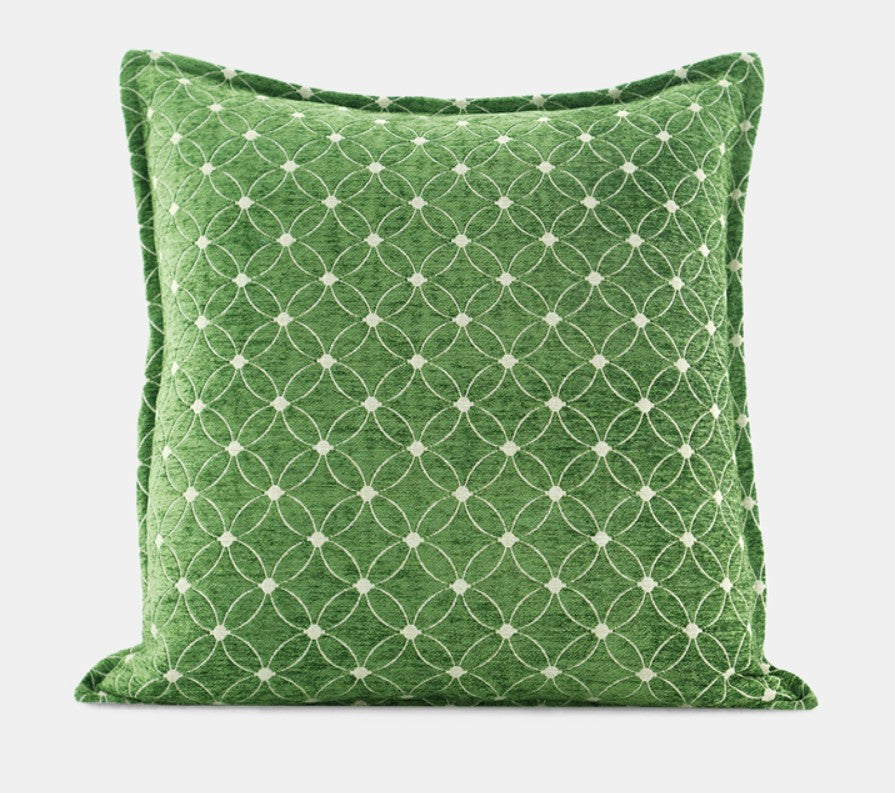 Large Green Pillows for Interior Design, Contemporary Modern Sofa Pillows, Luxury Square Modern Throw Pillows for Couch, Decorative Throw Pillows for Bedroom-Paintingforhome