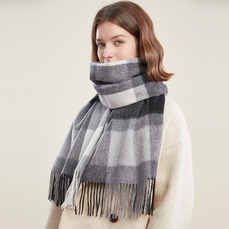 Soft Wool Scarf for women, Wool Scarf for Women, Plaid Winter Shawl, Christmas Holiday Gift, Evening Wrap, Large Winter Shawl, Elegant Shawl, Warm Cape, Winter Scarves-Paintingforhome